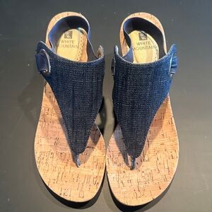 White Mountain Navy Denim Cork Thong Sandals